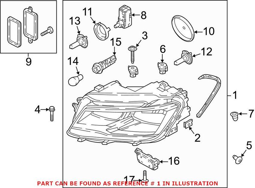 VW Headlight Assembly - Front Driver Side 5NL941005